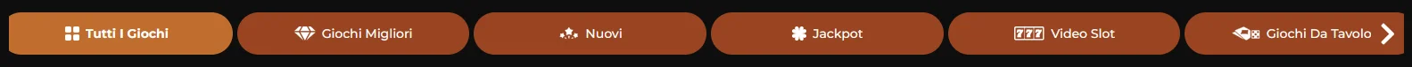 Categorie di gioco sul casinò Winorama con slot, gratta e vinci, bingo e giochi istantanei organizzati per sezione