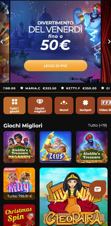 Versione mobile del sito ufficiale Winorama adattata per il gioco su smartphone con navigazione touch e layout responsive